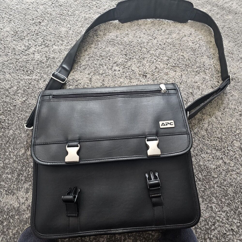 APC Leather Briefcase Laptop Shoulder Computer Bag Black‎